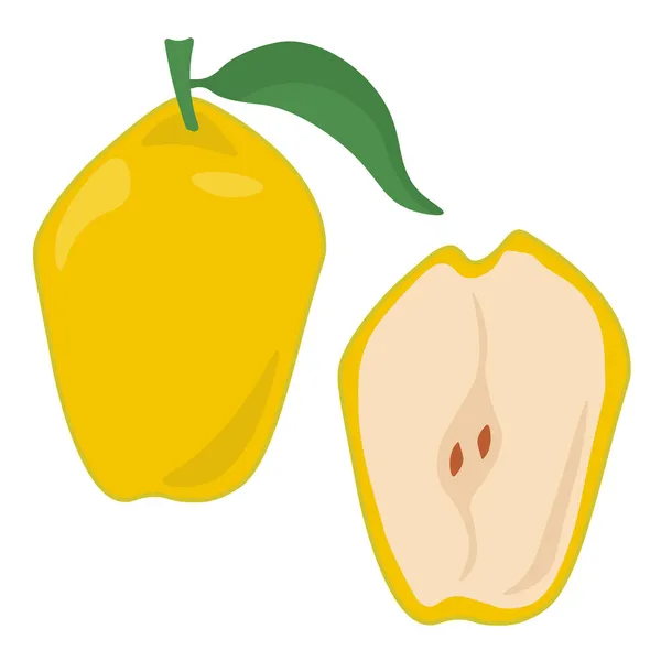 Quittenfrüchte Ganz Und Halb Saftige Gelbe Früchte Von Länglicher Form — Stockvektor