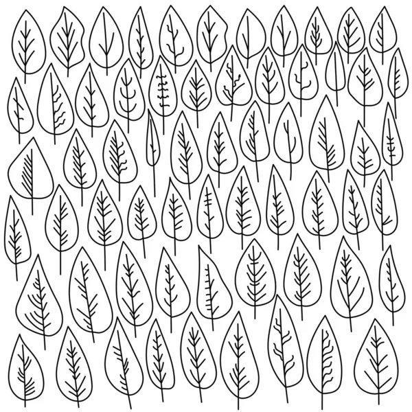 幅の広い葉のブレードと様々な換気オプションを持つドアの葉のセット ファンタジーの葉 輪郭の形で植物の一部ベクトルイラスト — ストックベクタ