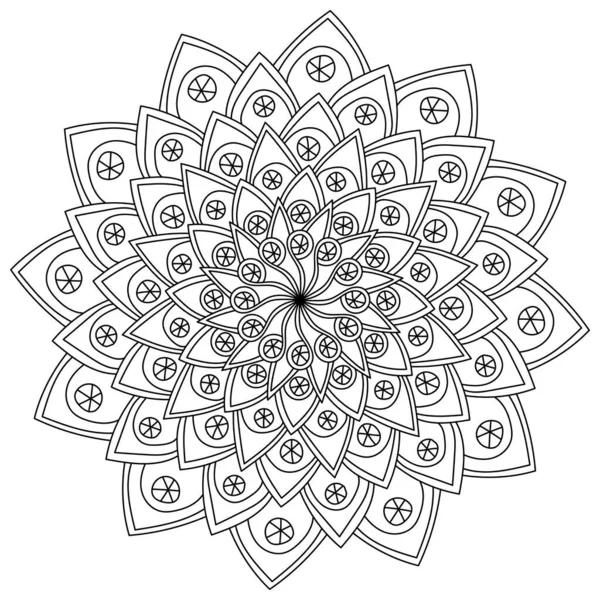 Abstracte Mandala Met Ronde Doorsnede Elementen Meditatieve Kleurplaat Voor Creativiteit — Stockvector