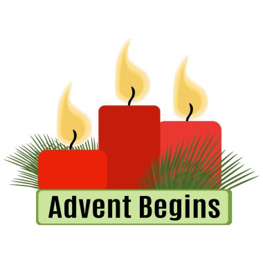 Advent Begins, poster, afiş, el ilanı veya kartpostal vektör ilüstrasyonu için fikir