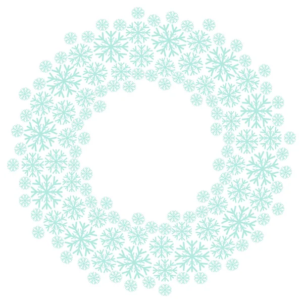 Kranz Aus Schneeflocken Winter Form Eines Runden Rahmens Zur Designvektorillustration — Stockvektor