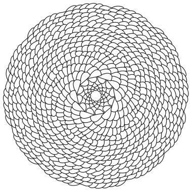 Birçok ölçekli Zen hatları mandala, yuvarlak şekilli anti-stres renk sayfası ve kemerli elementler vektör çizimi