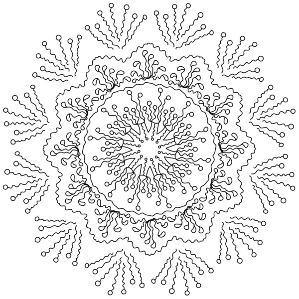 Ornate Mandala Płatek Śniegu Falistych Linii Okrągłych Motywów Abstrakcyjne Zen — Wektor stockowy