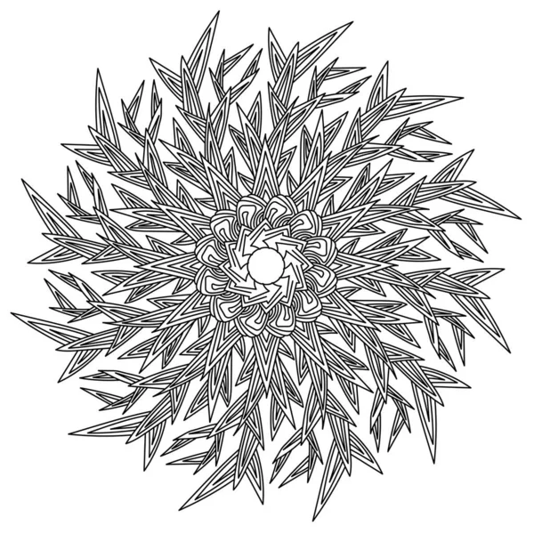 Esquema Zen Mandala Copo Nieve Con Esquinas Afiladas Espinas Página — Vector de stock