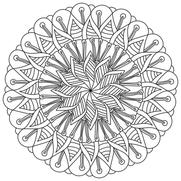 Abstract Mandala Ornate Patterns Meditative Flower Shape Coloring Page Vector — 图库矢量图片