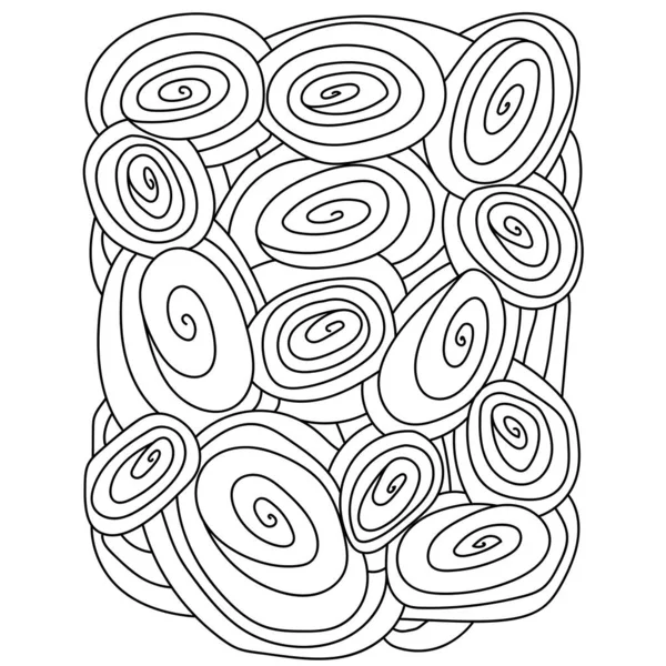 Абстрактная Раскраска Страницы Медитативные Спирали Круги Векторной Иллюстрации Творчества — стоковый вектор