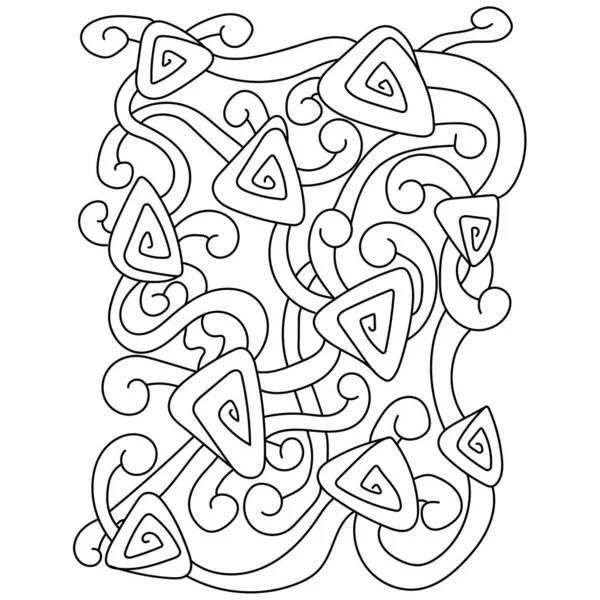 Livre Coloriage Abstrait Spirales Méditatives Triangulaires Bandes Pour Illustration Vectorielle — Image vectorielle