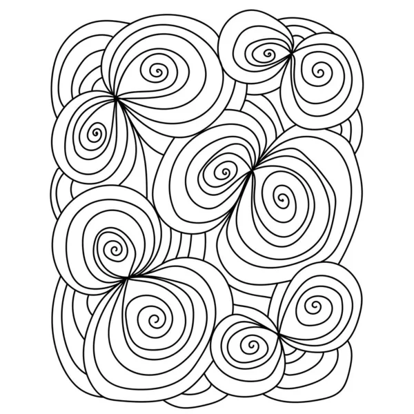 Abstract Coloring Book Page Meditative Ornate Spirals Stripes Creativity Vector — стоковый вектор