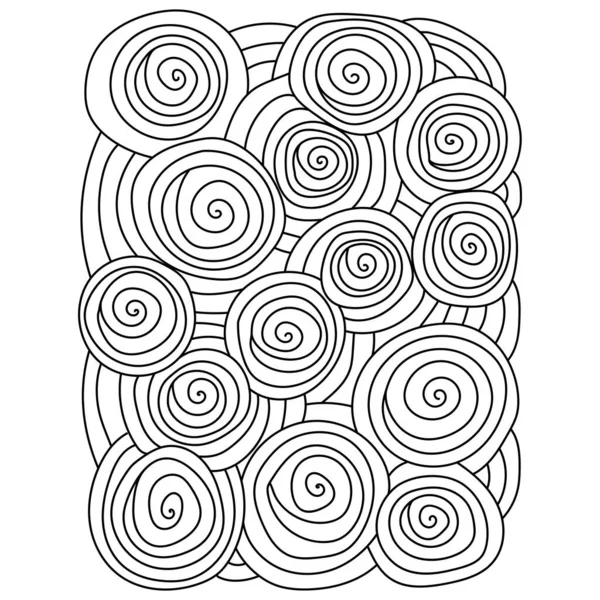 Абстрактная Раскраска Страницы Медитативные Спирали Круги Векторной Иллюстрации Творчества — стоковый вектор