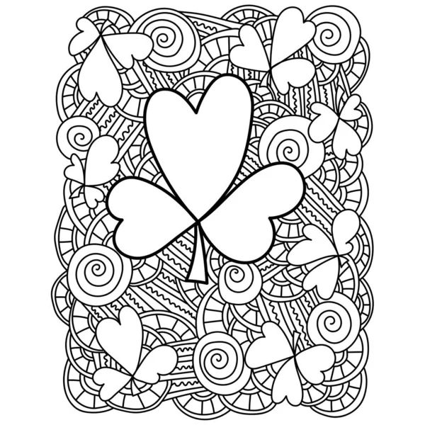 Clover Leaf Luck Symbol Fantasy Motifs Meditative Patrick Day Coloring — Vetor de Stock
