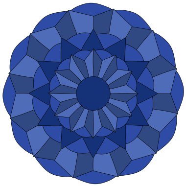 Blue ornate mandala with simple petals, decorative element for design vector illustration