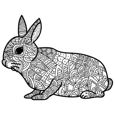 Animal symbol of the eastern horoscope rabbit with ornate patterns or patterned