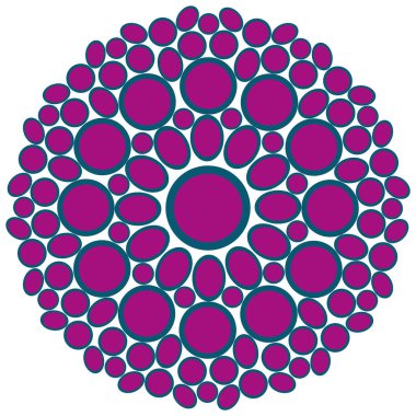Abstract bright mandala of circles and ovals in blue and pink colors for design and creativity vector illustration