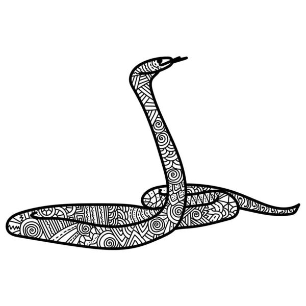 Animal Symbol Eastern Horoscope Snake Ornate Patterns Meditative Animalistic Coloring — Stockvektor