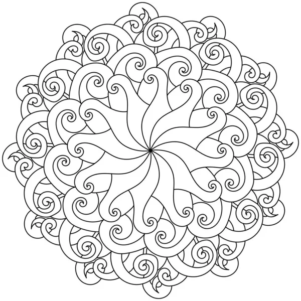 Mandala Aperçu Abstrait Avec Tourbillons Coloriage Méditatif Pour Créativité Pour — Image vectorielle