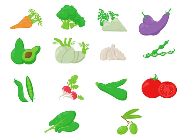 Набор Овощей Ингредиентов Вегетарианской Здоровой Пищевой Векторной Иллюстрации — стоковый вектор