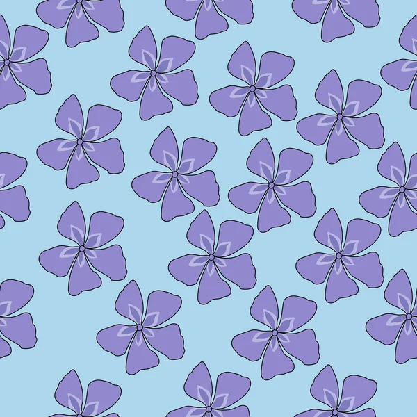 Padrão Floral Sem Costura Flores Azuis Fundo Azul Macio Ilustração — Vetor de Stock