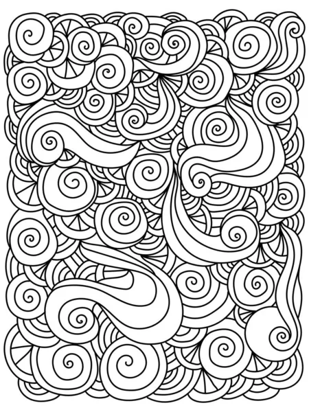 Абстрактная Медитативная Страница Раскраски Каракулей Векторной Иллюстрацией Волн Спиралей — стоковый вектор