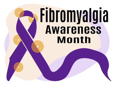 Fibromiyalji Farkındalık Ayı, tıbbi temalı bir vektör ilüstrasyonunda poster, afiş, broşür veya kartpostal fikri