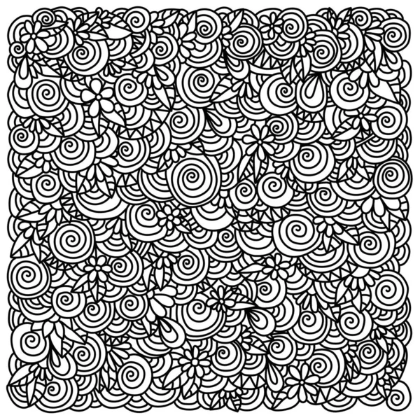 Медитативная Раскраска Страницы Каракулями Цветы Спирали Вихри Векторные Иллюстрации Творчества — стоковый вектор