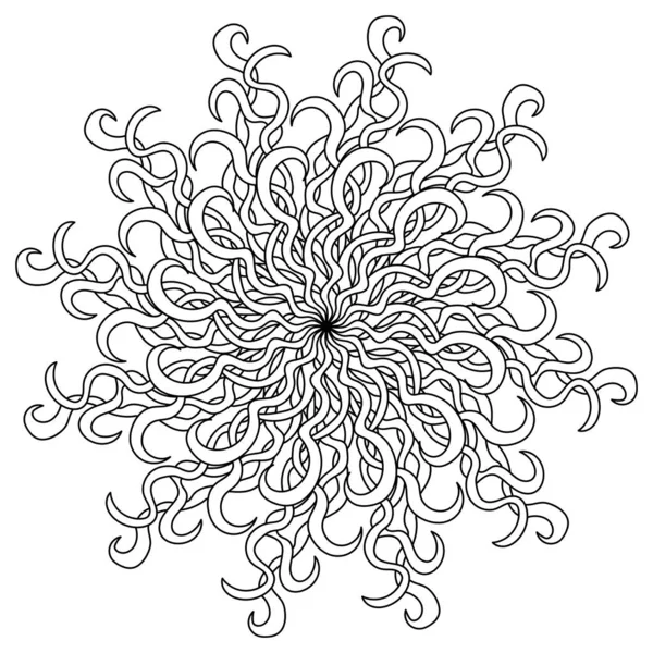 Mandala Pétales Étroits Ornés Tissés Ensemble Illustration Vectorielle Page Colorier — Image vectorielle