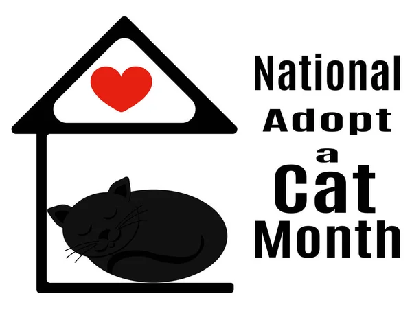 National Adopt Cat Month Idea Poster Banner Volantino Illustrazione Vettoriale — Vettoriale Stock
