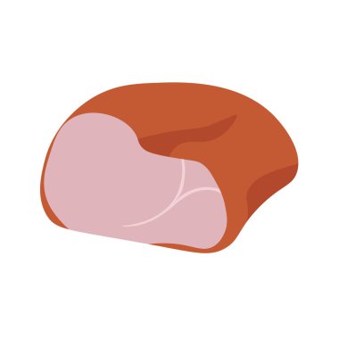 jambon ya da haşlanmış domuz eti yemeği, pişirilmiş et parçası vektör çizimi.