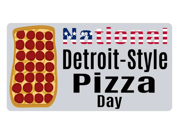 National Detroit Style Pizza Day Idea Poster Banner Flyer Card — Stockvektor