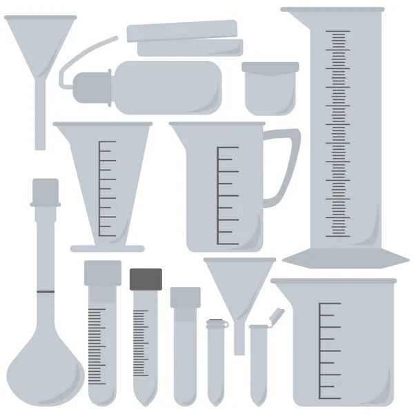 Conjunto Cristalería Laboratorio Plástico Cristalería Medición Analítica Para Fines Científicos — Archivo Imágenes Vectoriales