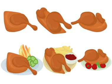 Halbes Hendl. Oktoberfest menüsü için geleneksel bir yemek. Kızarmış yarım tavuk.