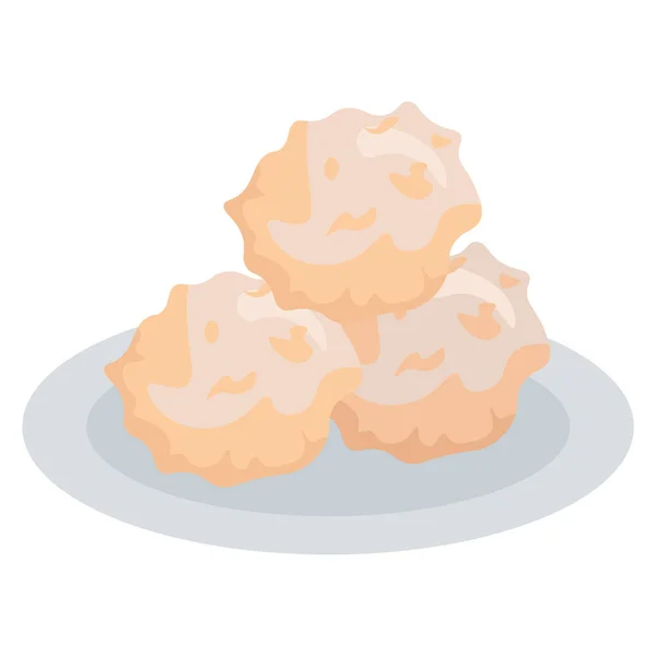Macaroon Traditional Cookies Coconut Flakes Vector Illustration — Wektor stockowy