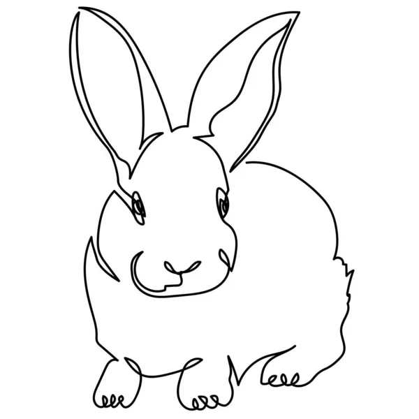 One Line Art Bunny Králík Velkými Ušima Symbol Roku Nebo — Stockový vektor