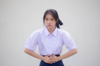 Asya Thai Lisesi öğrencisi üniforması Güzel kız karın ağrısı