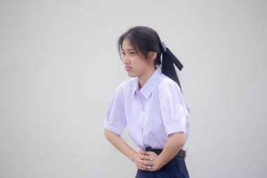 Asya Thai Lisesi öğrencisi üniforması Güzel kız karın ağrısı