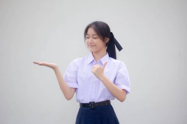 Asya Thai Lisesi öğrenci üniforması Güzel kız elini göster