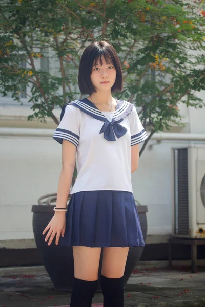 Japanisch Teen Hübsch Mädchen Student Smile Und Entspannen — Stockfoto