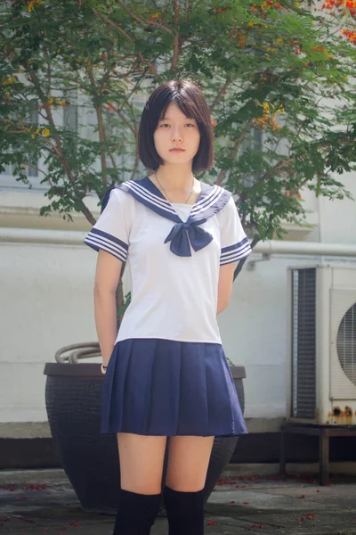 Japanisch Teen Hübsch Mädchen Student Smile Und Entspannen — Stockfoto