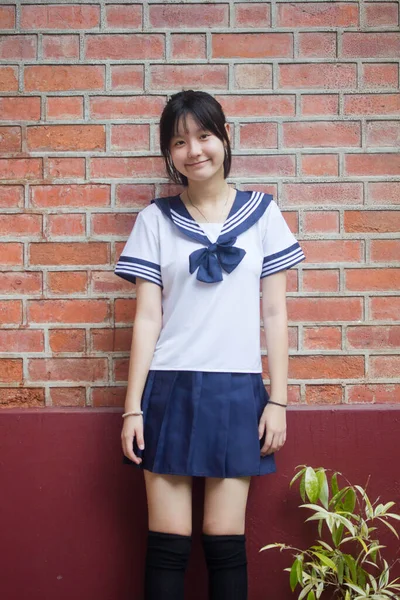 Japanese Teen Beautiful Girl Student Smile Relax — Stock Photo, Image