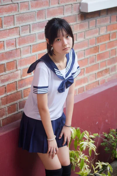 Japonês Teen Bela Menina Estudante Sorriso Relaxar — Fotografia de Stock