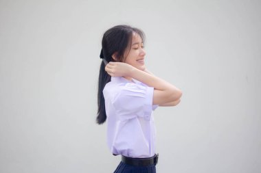 asia thai high school student uniform beautiful girl Hair tie