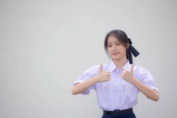 Portret Van Thaise Middelbare School Student Uniform Mooi Meisje Uitstekend — Stockfoto