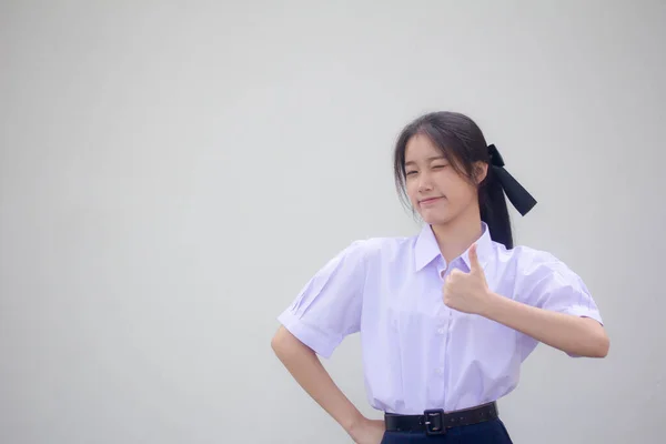 Portrait Von Thai High School Student Uniform Schön Mädchen Excellent — Stockfoto