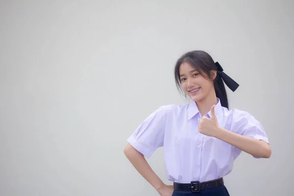 Portrait Thai High School Student Uniform Beautiful Girl Excellent — Stock Photo, Image