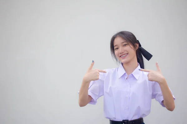 Asia Thai High School Student Uniform Beautiful Girl — Stock Photo, Image