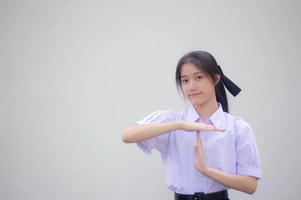 Asia Thai High School Student Uniform Beautiful Girl Time Out — Stock Fotó