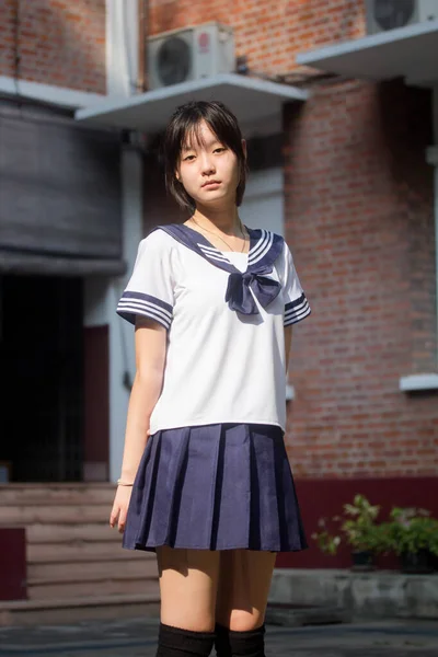 Japonês Teen Bela Menina Estudante Sorriso Relaxar — Fotografia de Stock