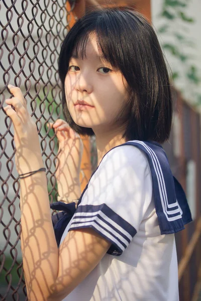 Japonês Teen Bela Menina Estudante Sorriso Relaxar — Fotografia de Stock