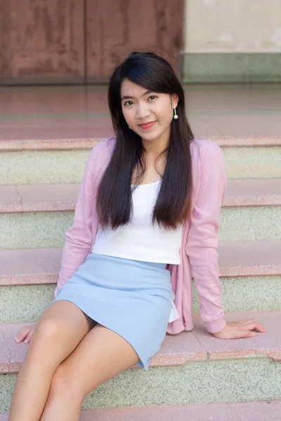 Portrait Thai Adult Office Girl Smile Relax — Stock Photo, Image