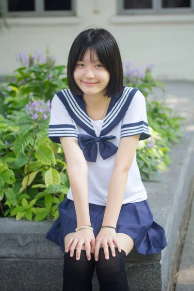 Japanese Teen Beautiful Girl Student Smile Relax — Stock Photo, Image