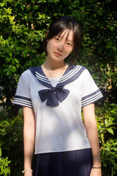 Giapponese Teen Bella Ragazza Studente Sorriso Relax — Foto Stock